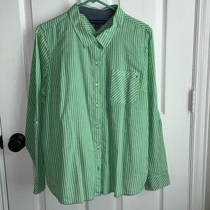 Tommy Hilfiger green and white striped long sleeve top